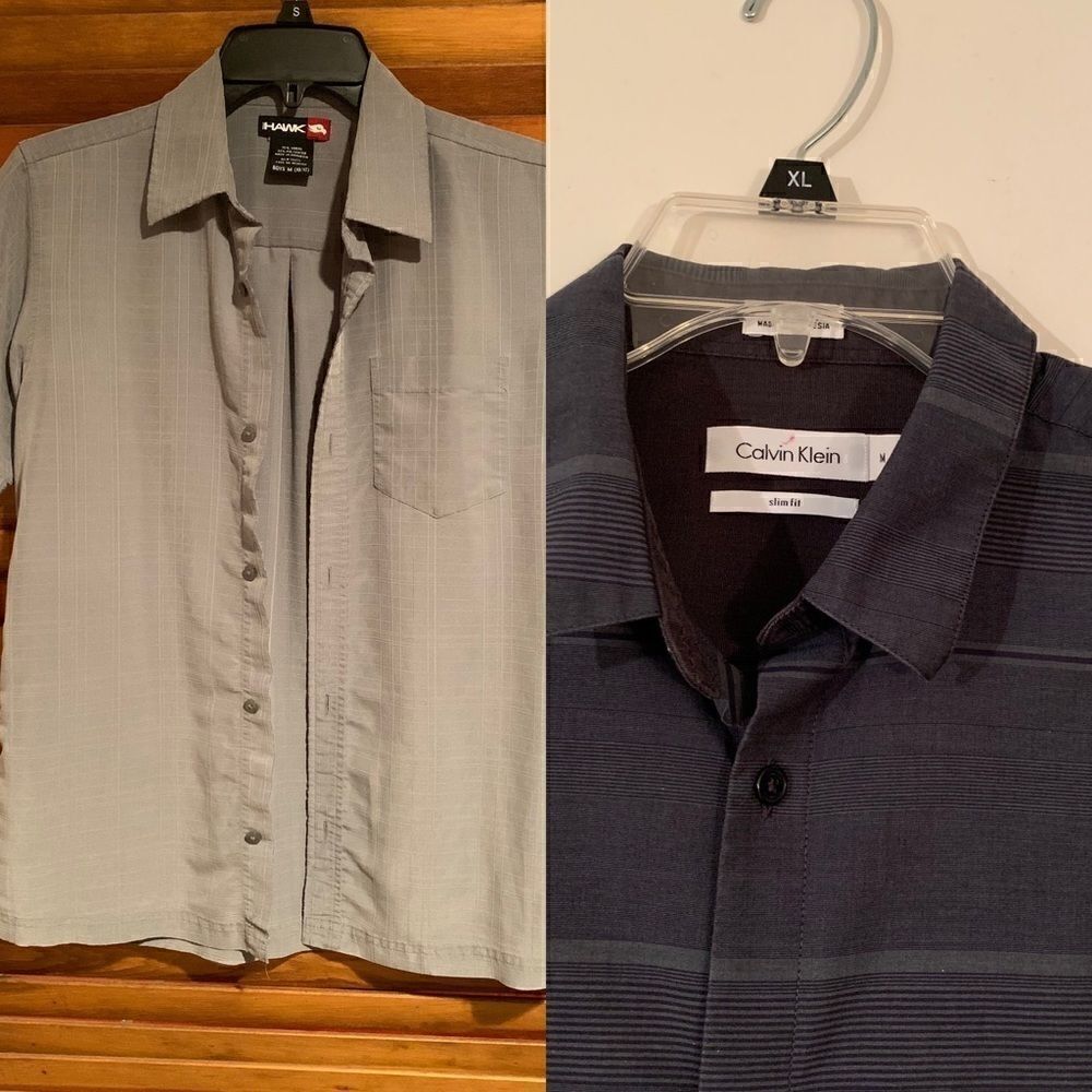Boys Grey Short sleeve shirts Calvin Klein and Tony Hawk Size Medium
